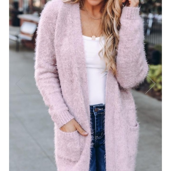 Lavender eyelash knit cardigan S M & L